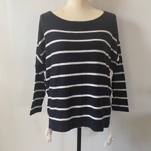 LOFT Navy/White Boatneck Sweater